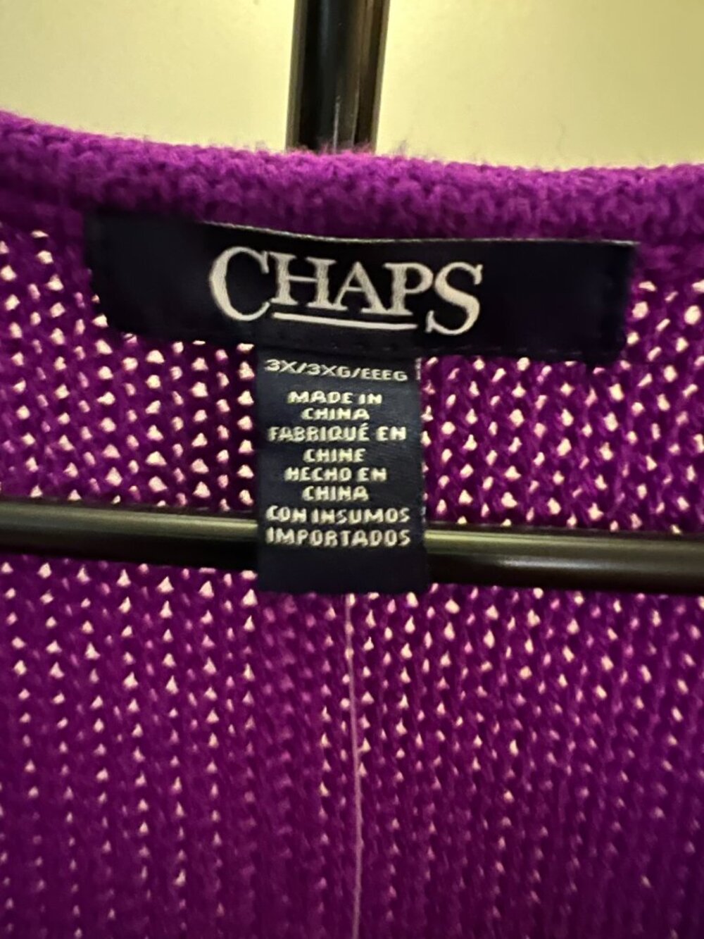 Chaps Women's V-Neck Cable Knit Purple Pullover Sweater W 3X NWT - Picture 2 of 4
